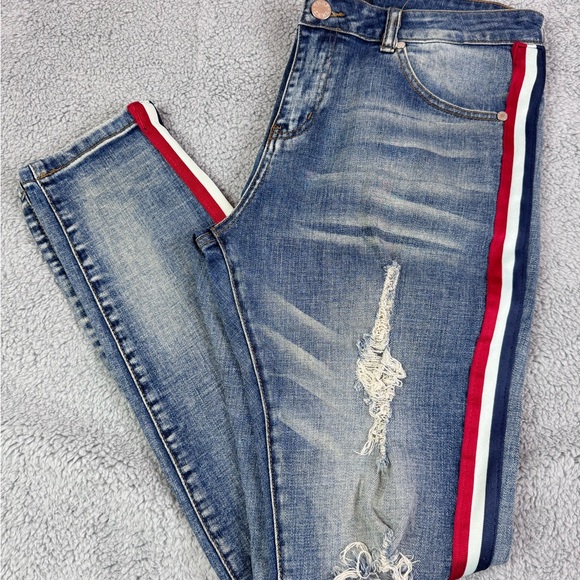 THRT Men's Size 34 X 30 Slim Fit Sabotage Stripe Ripped Denim Skinny Jeans - Picture 8 of 8